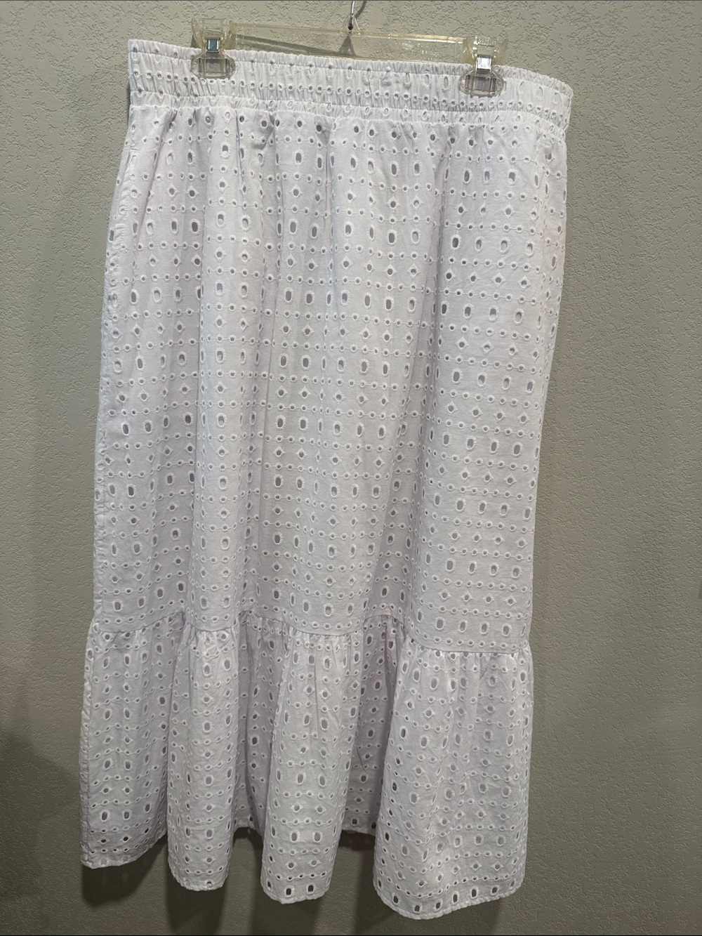 Time and Tru White Eyelet Tiered Maxi Skirt